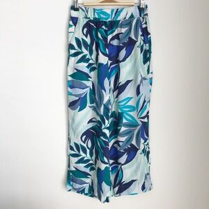 C & C California Linen Floral Tropical Wide Leg Pull On Pants Size S